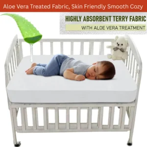 Terry Cot Waterproof Mattress Protector Soft Terry Towel Comfort Aloe Vera Treated for Toddlers Newborns Crib Cradle Cot Breathable Machine Wash Noiseless for Toddlers - Image 3
