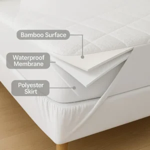 Waterproof Bamboo Mattress Protector – Hypoallergenic, Breathable, Fitted Sheet Design, Noise-Free Protection - Image 13
