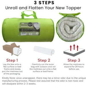 Memory Foam Mattress Topper 2.5 cm – Bamboo Memory Foam Mattress Topper – Cooling, Lightweight & Ultra-Comfy Sleep Upgrade - Image 4