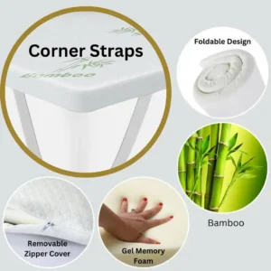 Heaven High 40D Bamboo Mattress Topper Memory Foam 2.5cm – Gel Infused | Cooling | Bamboo Cover | Anti-Slip | Pressure Relief - Image 6